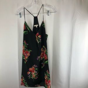 Lavender Brown Silk Black Floral Mini Lingerie Nightie Size Small